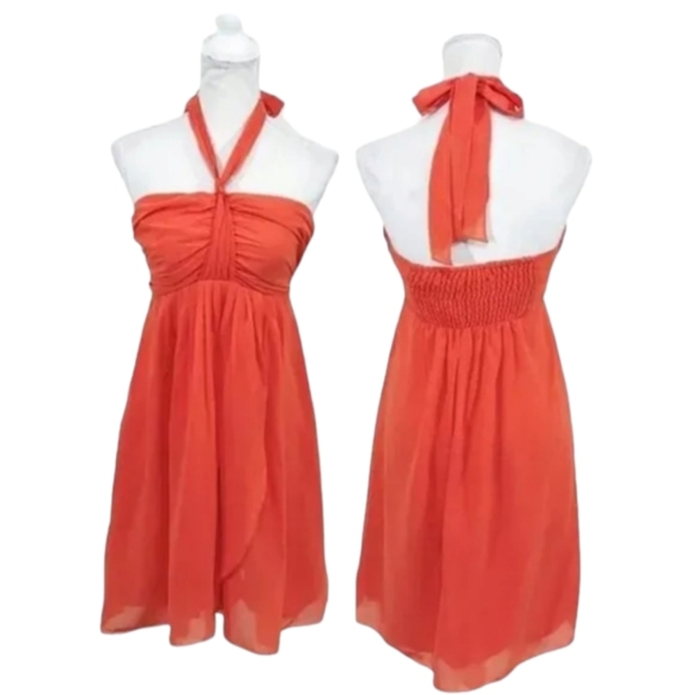 The Limited Halter Dress Orange Chiffon Empire Waist Women Size 2 Small